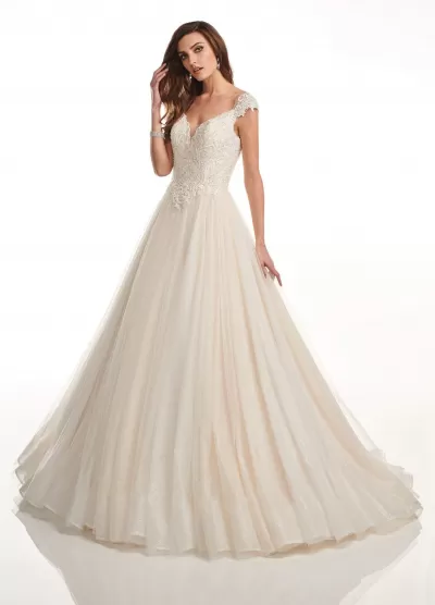 Lo'Adoro by Rachel Allan - M726 Embroidered Plunging V-neck Ballgown